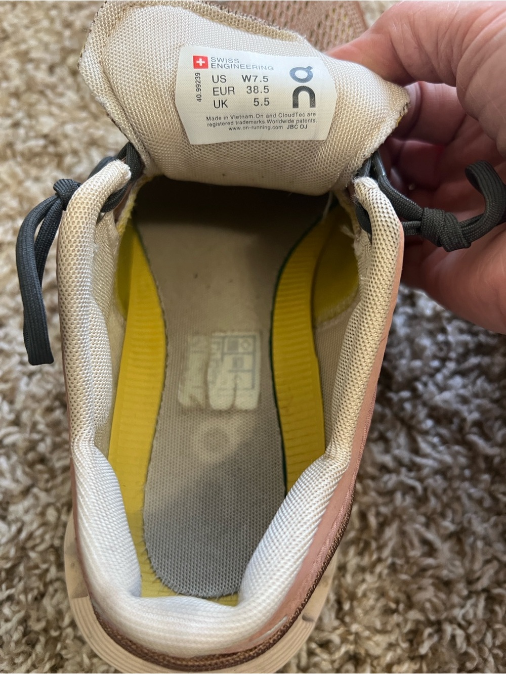 On Running Women's Running Shoes - Pink, Yellow, Black - Picture 8 of 9